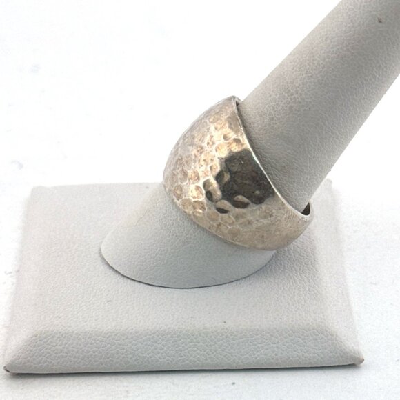 Estate Sterling Silver 925 Hammered Wide Band Ring Size 9 Mexico 14.3g Heavy - Picture 4 of 8